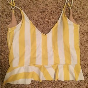 SOLD Kortni Jeane yellow stripe scoop back